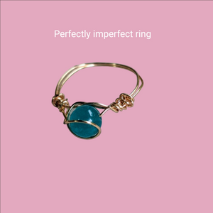 Perfectly Imperfect Rose Gold Wire Wrapped Ring with Teal Stone Size 12